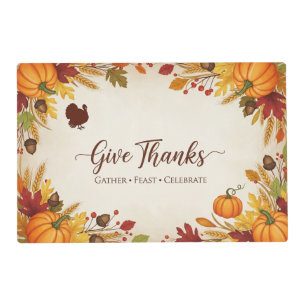 Give Thanks Thanksgiving Paper Placemats