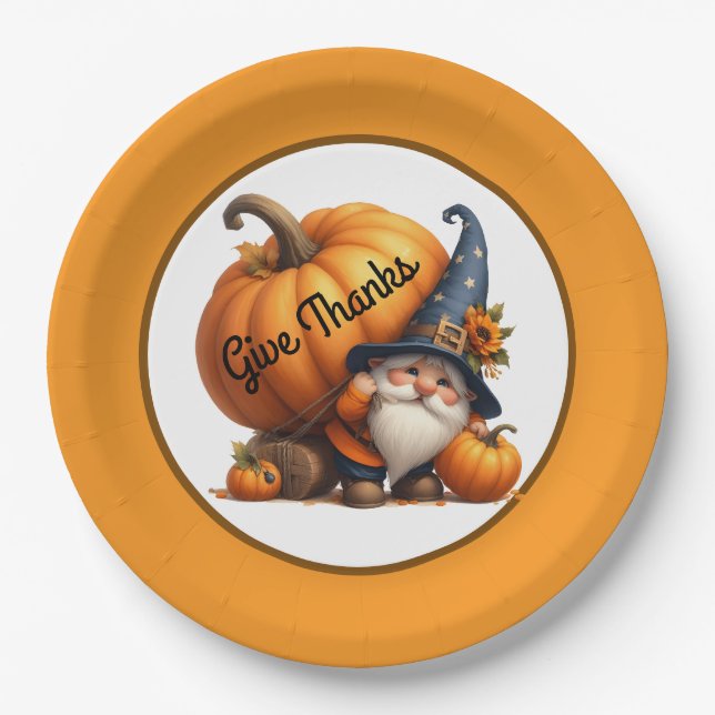 Give Thanks Thanksgiving Paper Plates (Front)