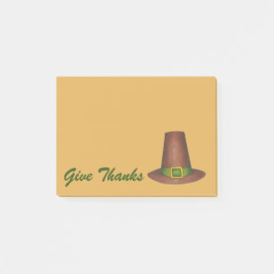 Give Thanks Thanksgiving Pilgrim Puritan Hat Gift Post-it Notes