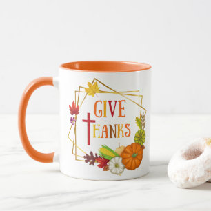 Give Thanks Thanksgiving Quote Fall Autumn Pumpkin Mug