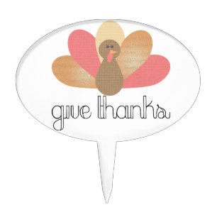 give thanks thanksgiving turkey cake topper