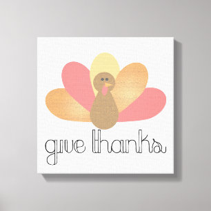 give thanks thanksgiving turkey design canvas print