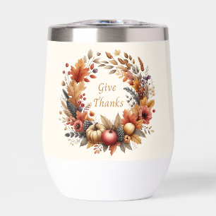 Give Thanks Thanksgiving Wine Tumbler