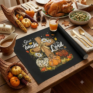 Give Thanks to The Lord Autumn Fall Season Wrapping Paper