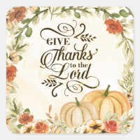 Give Thanks to the Lord Autumn Flowers Pumpkins