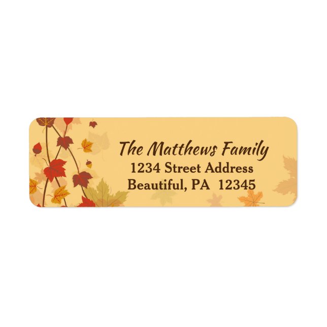 Give Thanks to the Lord Beautiful Fall Leaves Label (Front)