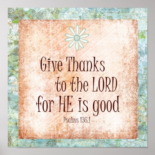 Give thanks to the Lord Bible Verse Poster