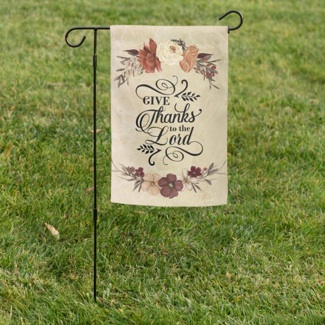 Give Thanks to the Lord Bible Verse Thanksgiving Garden Flag (In SItu)