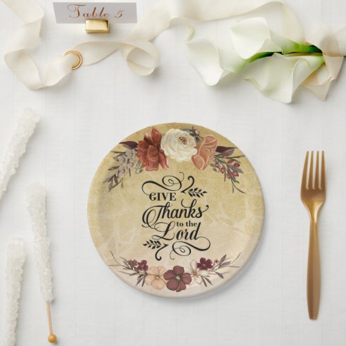 Give Thanks to the Lord Bible Verse Thanksgiving Paper Plates
