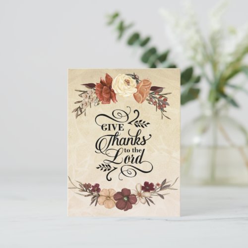 Give Thanks to the Lord Bible Verse Thanksgiving  Postcard