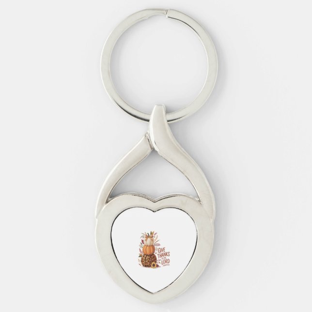 Give Thanks to the Lord,fall Pumpkin Keychain (Front)