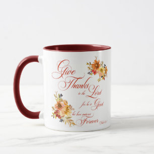 Give Thanks to the Lord fall watercolor floral Mug