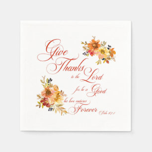 Give Thanks to the Lord fall watercolor floral Napkins