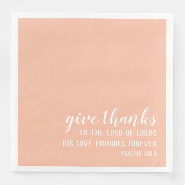 Give Thanks to the Lord of Lords | Scripture Paper Dinner Napkins (Front)