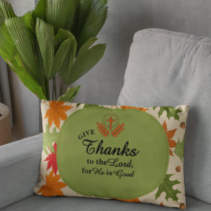 Give Thanks to the Lord Personalized Fall Accent Pillow