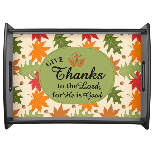 Give Thanks to the Lord | Personalized Fall  Serving Tray (Front)