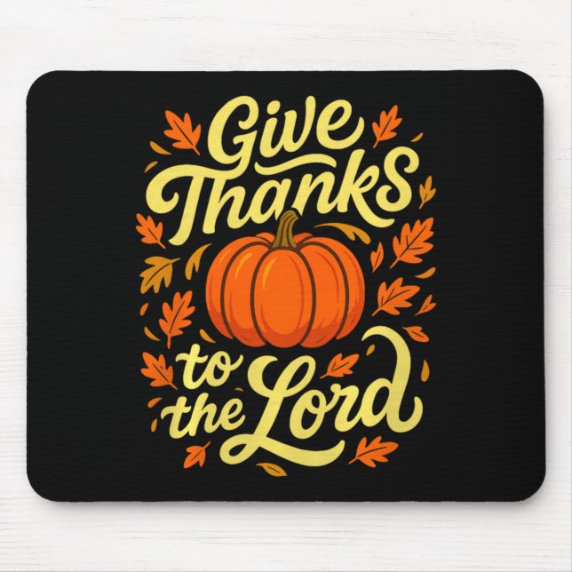 Give Thanks To The Lord Pumpkin Christian Fall Des Mouse Pad (Front)