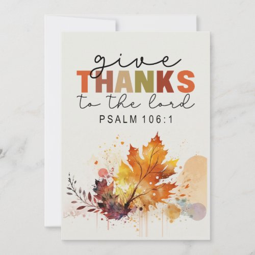 Give Thanks to the Lord Thanksgiving Bible Flat Holiday Card