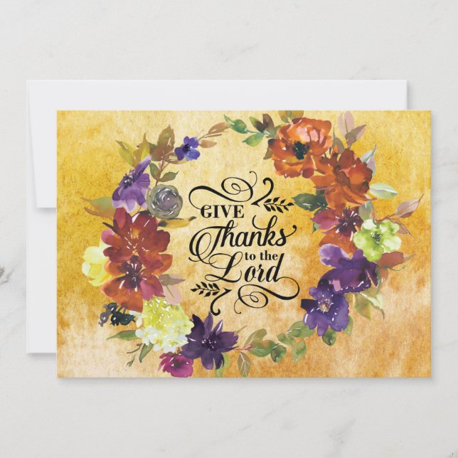 Give Thanks to the Lord Thanksgiving Flat Card (Front)