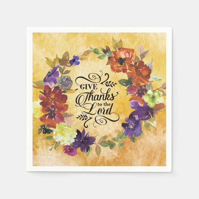 Give Thanks to the Lord, Thanksgiving Napkins (Front)