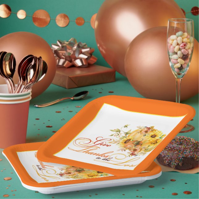 Give thanks to the Lord  Thanksgiving  Paper Plates (Multi)