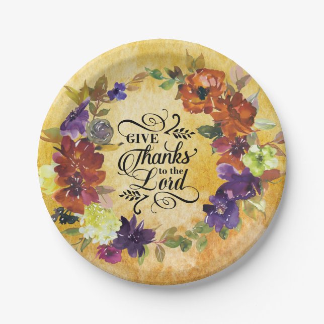 Give Thanks to the Lord, Thanksgiving Paper Plates (Front)