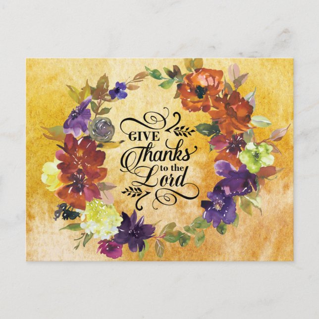 Give Thanks to the Lord, Thanksgiving Postcard (Front)