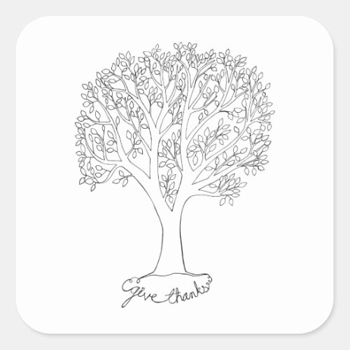 Give Thanks Tree Square Sticker