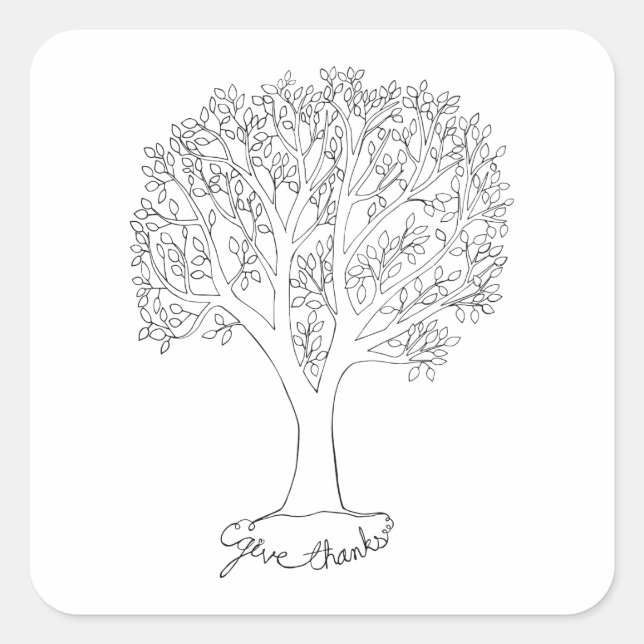 Give Thanks Tree Square Sticker (Front)