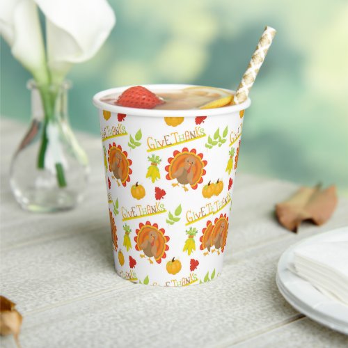 Give Thanks Turkey Paper Cups