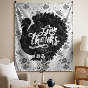 Give Thanks Turkey Thanksgiving Vintage Tapestry