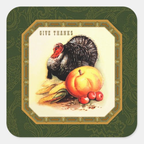 Give Thanks Vintage Design Thanksgiving Stickers