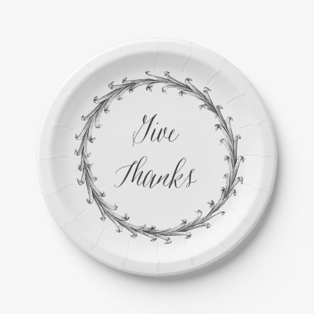 Give Thanks Vintage Graphic Paper Plates (Front)