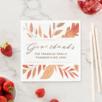 Give Thanks Watercolor Fall Leaves Thanksgiving