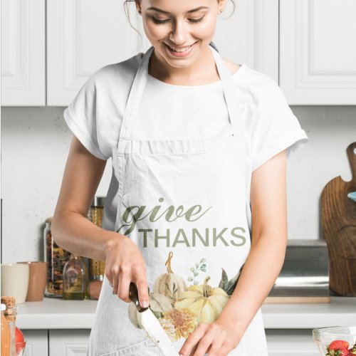 Give Thanks Watercolor Pumpkin Apron