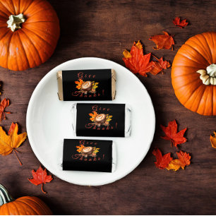 Give Thanks Watercolor pumpkin coffee black Hershey's Miniatures