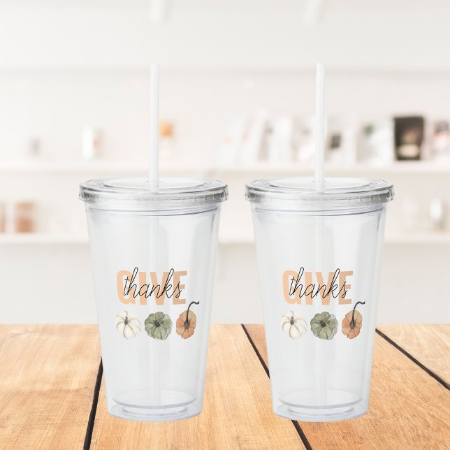 Give Thanks Watercolor Pumpkin | Cozy Fall Acrylic Tumbler (Creator Uploaded)