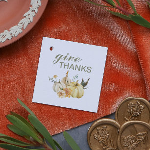 Give Thanks Watercolor Pumpkin Favor Tags