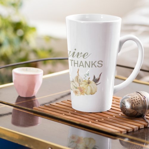 Give Thanks Watercolor Pumpkin Latte Mug