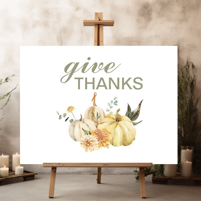 Give Thanks Watercolor Pumpkin Sign (Creator Uploaded)