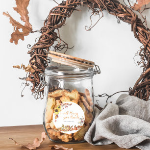 Give Thanks Watercolor Thanksgiving Monogram Classic Round Sticker