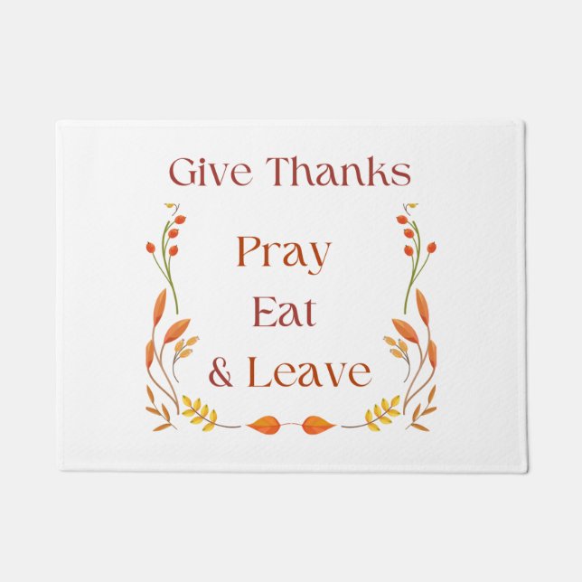 Give Thanks White Door Mat (Front)