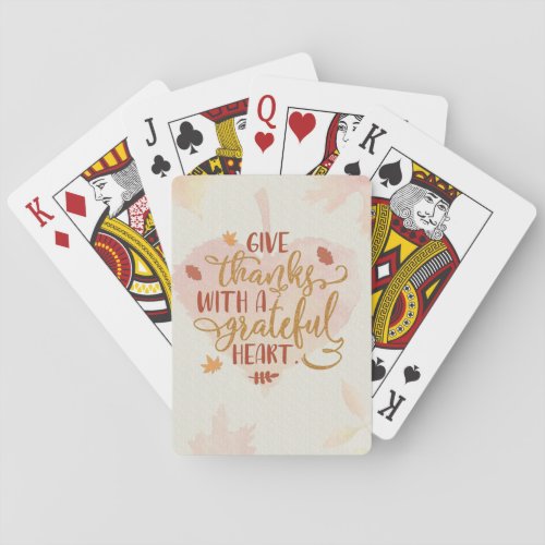 Give Thanks with a Grateful Heart Typography Poker Cards