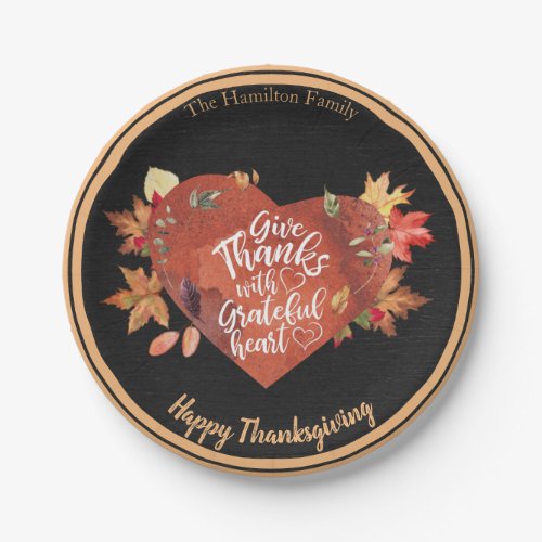 Give Thanks With Grateful Thanksgiving Black Paper Plates