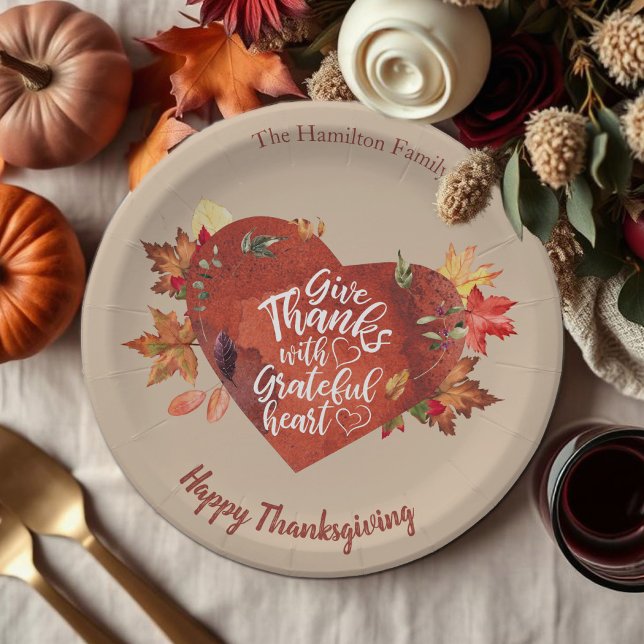 Give Thanks With Grateful Thanksgiving Brown Paper Plates (Creator Uploaded)