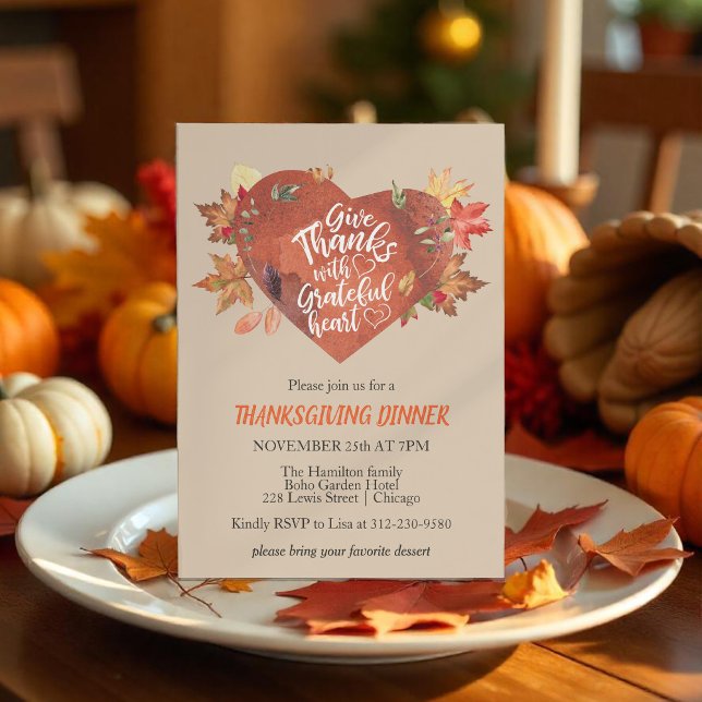 Give Thanks With Grateful Thanksgiving Invitation  (Creator Uploaded)