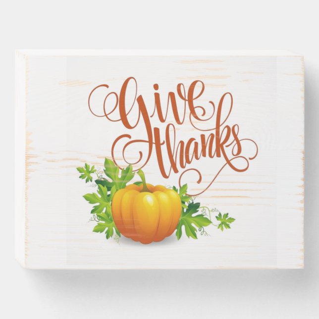 Give Thanks Wooden Box Sign (Front Horizontal)