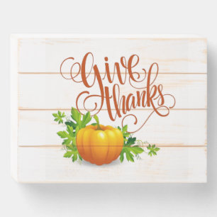 Give Thanks Wooden Box Sign