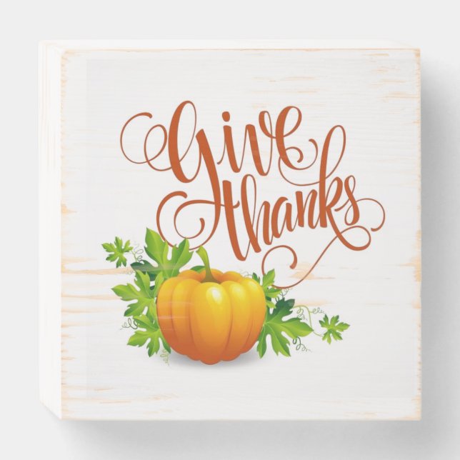 Give Thanks Wooden Box Sign (Front Horizontal)