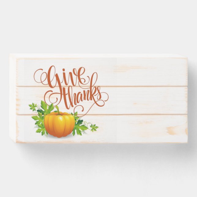 Give Thanks Wooden Box Sign (Front Horizontal)